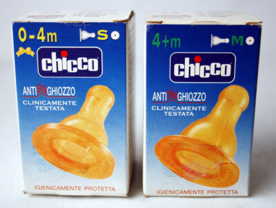 2X VINTAGE 90'S CHICCO ANTI HICCUP LATEX MINI TEAT FEEDING