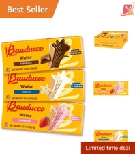 Crispy 12 Pack Assorted Wafer Cookies - Chocolate, Vanilla & Strawberry Delight