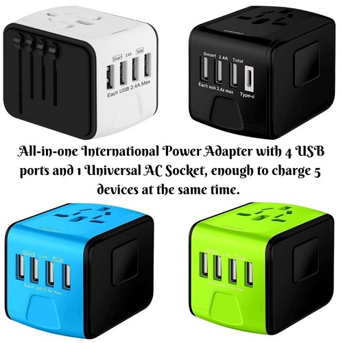 IMKRC 3USB Ports 1 C-Type Port & 1 AC Socket Universal Travel Adapter Powerful - Picture 34 of 42