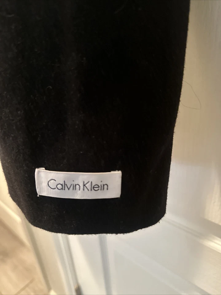 Chaqueta Calvin Klein Mezcla Lana Abrigo Guisante Hombre Negro Carbón Cremallera Invierno Foto 4 de 4