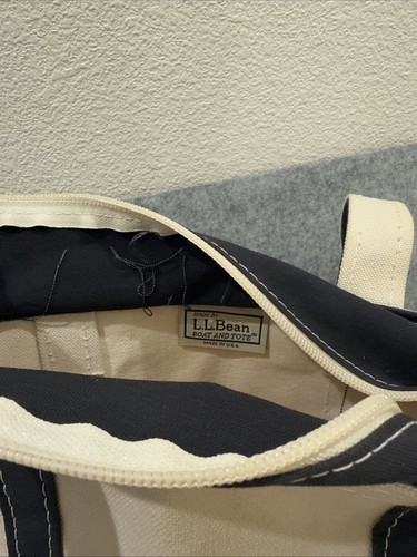 Borsa vintage LL Bean barca e tote nera neutra marrone beige tracolla lunga 13x9 - Foto 9 di 9