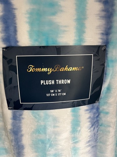 NEW Tommy Bahama Plush Throw Blanket Blue 50" x 70" Soft Cozy - Picture 2 of 4
