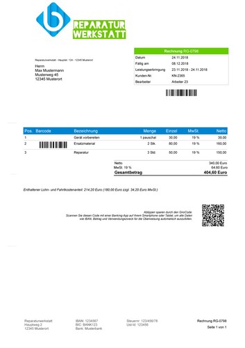 Rechnungsprogramm,Reparaturen verwalten u. abrechen,Angebot,Rechnung,Mahnung EDV - Picture 2 of 5