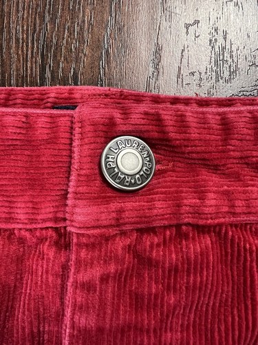 VTG Ralph Lauren Girls Red Corduroy Mini Skirt Black Scottish Dogs Sz 12 Preppy - Picture 5 of 16