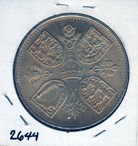 1953 Great Britain 5 Shillings Crown Finest Grade Quality Auction #298 - Picture 2 of 2