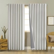 Joydeco Textured Linen 100 Blackout Curtains 96 Inches Long 2 Panels Set 52x96