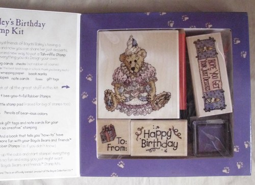 BOYDS BEARS & FRIENDS 1. EDITION GUMMISTEMPELSET - BAILEY'S BIRTHDAY - NRFB - Bild 3 von 3