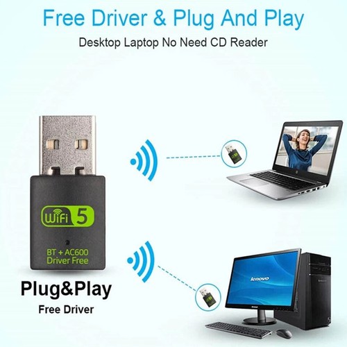 600Mbps USB WiFi Adapter, Wireless Driver Free WiFi Dual Band 2.4/5GHz - Afbeelding 4 van 6