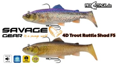 NEU Savage Gear 4D Trout Rattle Shad FS  17 cm / 90 g. Gummiköder Swimbait