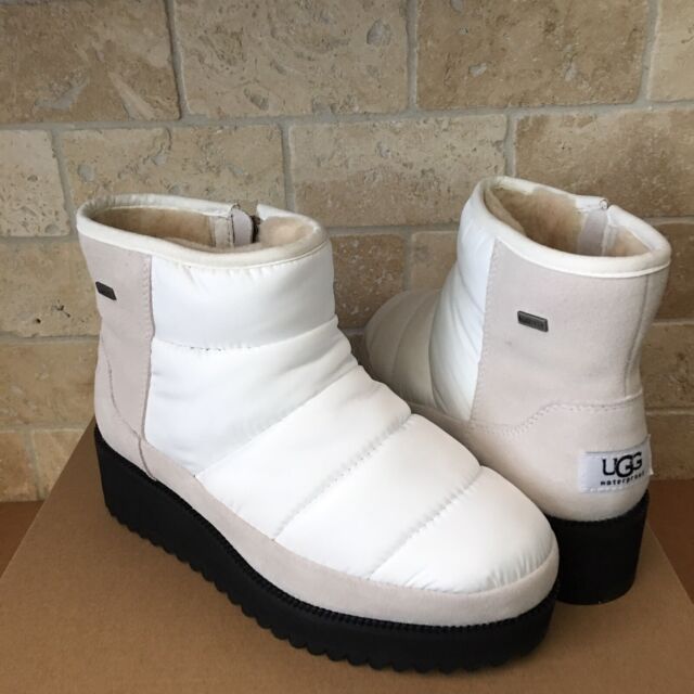 UGG Ridge Mini Waterproof White Suede Puffer Winter Snow Boots Size US 6 Women | eBay