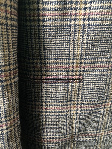 90’s harve' benard 100% Wool Plaid Blazer with contrast suede collar size 8 - Picture 6 of 10