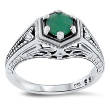 ART DECO STYLE GENUINE STONE SEE BELOW 925 STERLING SILVER SOLITAIRE RING 128X