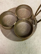 ANTIQUE EGG POACHER FOR 3 EGGS SPRING HOLDS CUPS IN PLACE