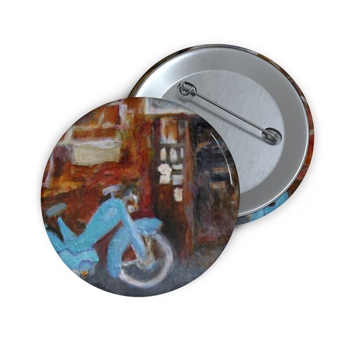 Blue Scooter Custom Pin Buttons - Picture 7 of 7