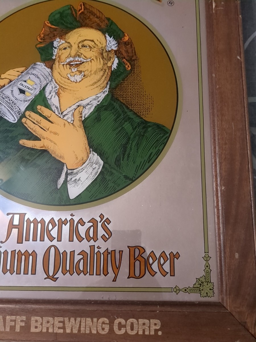 Vintage Falstaff Brewing Corp Man Mirror Sign Framed. Man Cave
