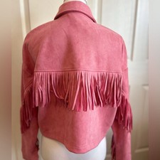 Fringed Pink Faux Suede Pink Western Jacket New With Tags. Size Small