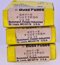 Lot of 3 boxes - Bussmann GMQ5 5-Amp Time Delay Cylindrical Fusetron Fuses 300V
