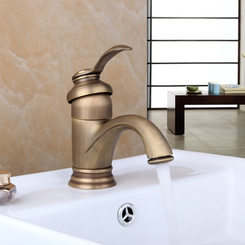 Bathroom Basin Sink Single Handle Faucets Antique Brass Deck Mounted Mixer Taps - Imagen 1 de 7