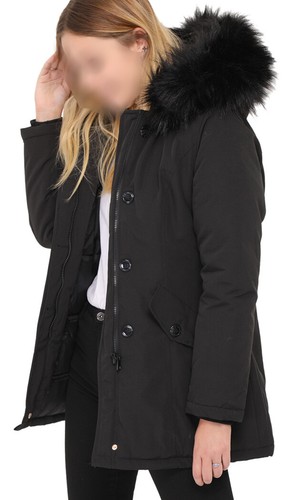 Giaccone parka imbottito no piumino con cappuccio e bordo in eco pelliccia, lisc - Picture 5 of 6