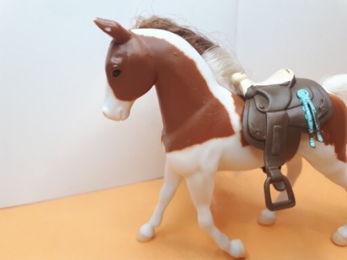 Vintage Lanard Reeves Breyer Pony 3.5" Horse With Saddle Brown Foal - 2003 VG C - Picture 3 of 13