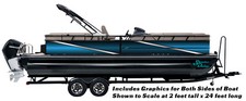 Bright Blue Grey Lines Angle Graphic Wrap Vinyl Decal Bass Fishing Pontoon Boat