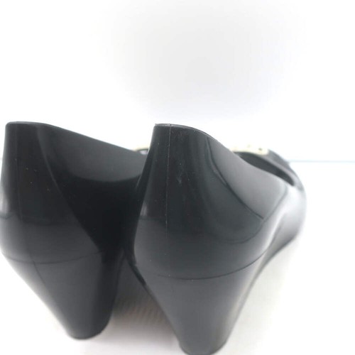 Gucci Marola Interlocking GG Peep Toe Jelly Wedge Pumps Black Size 38 NEW - Picture 12 of 16