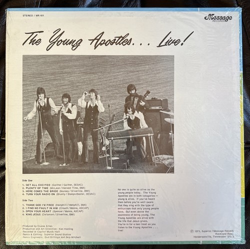 The Young Apostles … Live! lp Message Xian Pop Folk ex! In Shrink - Picture 2 of 3