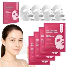 Pack of 4 Bio Collagen Facial Mask 34g Korean Beauty Anti-Aging Hydrating Sheet