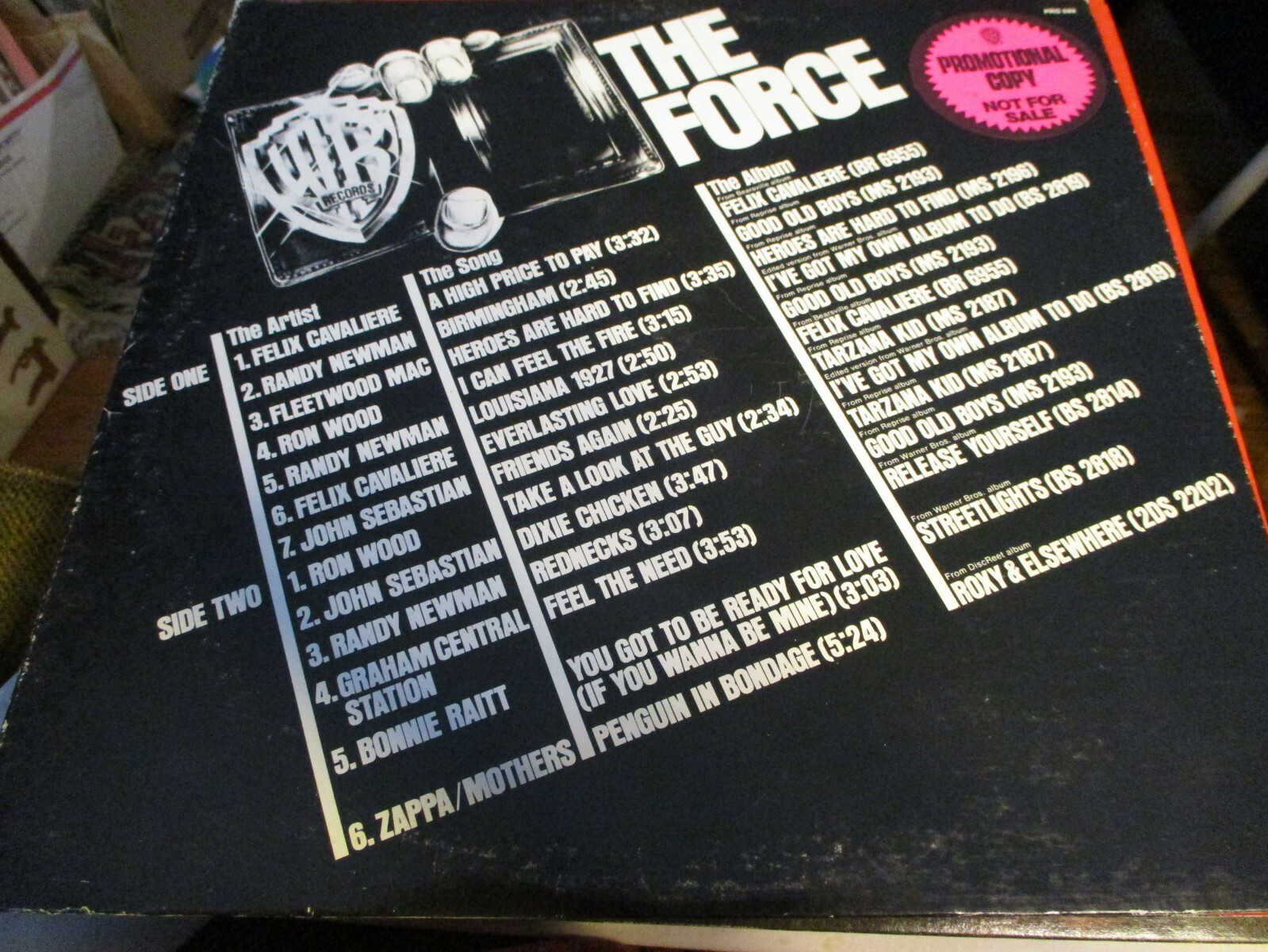 1974 Warner Bros V/A THE FORCE Sampler LP Fleetwood Mac RON WOOD Frank Zappa NM