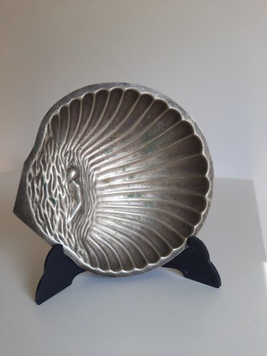 Antike seltene Meisterwerk Kunst versilbert Muschel Schale Alpaka signiert - Bild 2 von 12