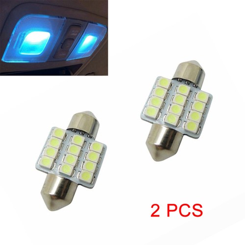 2Pcs Ice Blue 12SMD 5050 31mm Festoon LED Bulb Car Interior Door Dome Map Lights - Picture 11 of 11
