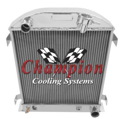 3 Row Aluminum Champion Radiator for 1932 Ford Chopped Chevy/Mopar Configuration