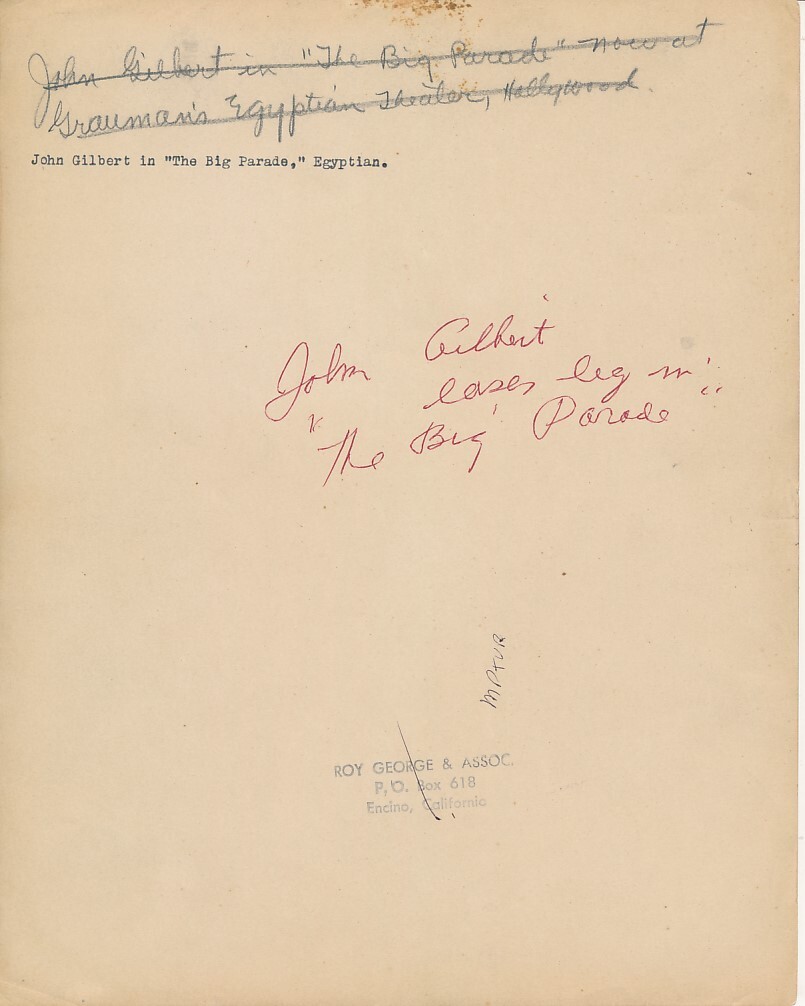 JOHN GILBERT Original Vintage 1925 THE BIG PARADE MGM Silent Film Classic Photo