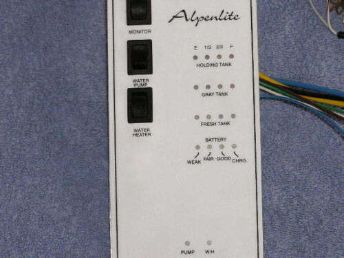 RV Monitor Panel Black Grey Fresh Water Heater Pump Switch OEM WRV Alpenlite - Picture 4 of 4