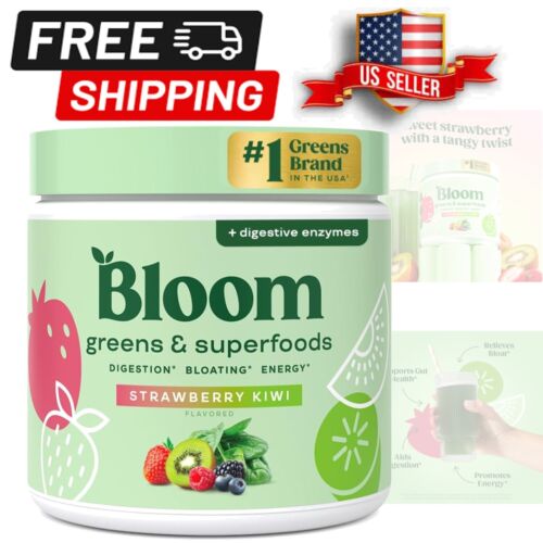 30 Serving Strawberry Kiwi Greens Powder with Probiotics & Digestive Enzymes