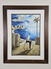 ART - Large Didier Lourenco Print 34x27 Framed - Spanish Bike Modern Art Print