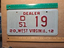 License Plate, West Virginia, 2012, Dealer, D51 19, with paperwork