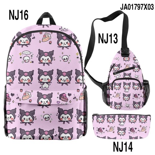 Kuromi Rucksack Brusttasche Student Schreibwaren Aufbewahrung Buchtasche Federmäppchen - Bild 23 von 44