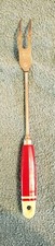 VNT A & J Red Wooden Handle White Trim Meat Caving Fork & Masher Kitchen Utensil