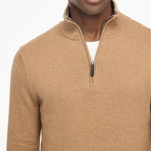 J.Crew Cotton half-zip sweater in Hthr Honey Brown Size Med NEW