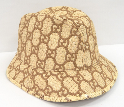 GUCCI Raffia Straw Hat GG Size L 59cm Italy 56210708900 2 - Picture 2 of 13