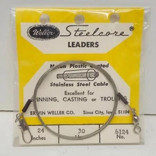 Weller Company Steelcore Leader Cable Stainless 24in 30lb No6124 Fishing Tackle
