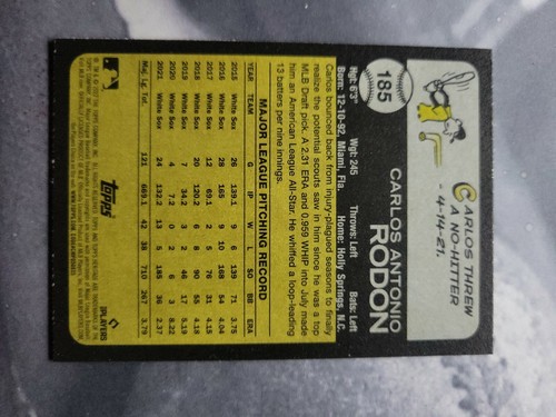 2022 Topps Heritage Hot Box Chrome Purple Refractor Carlos Rodon #185 - Picture 2 of 2