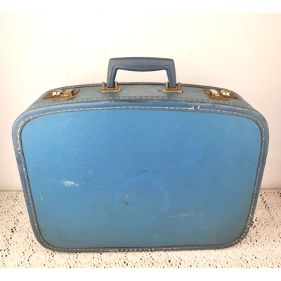 Vintage 60s / 70s Retro Small Blue Hard Shell Travel