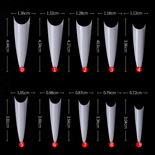 600Pcs/bag Nail Art Sharp Long Stiletto False Fake Nails Tips - Clear / Natural - Picture 9 of 14