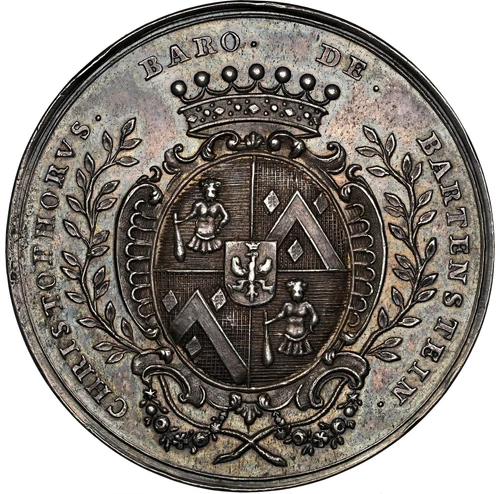 Belgium - 1775 Baron van Bartenstein Silver Medal - NGC AU58 - RARE & BEAUTIFUL!