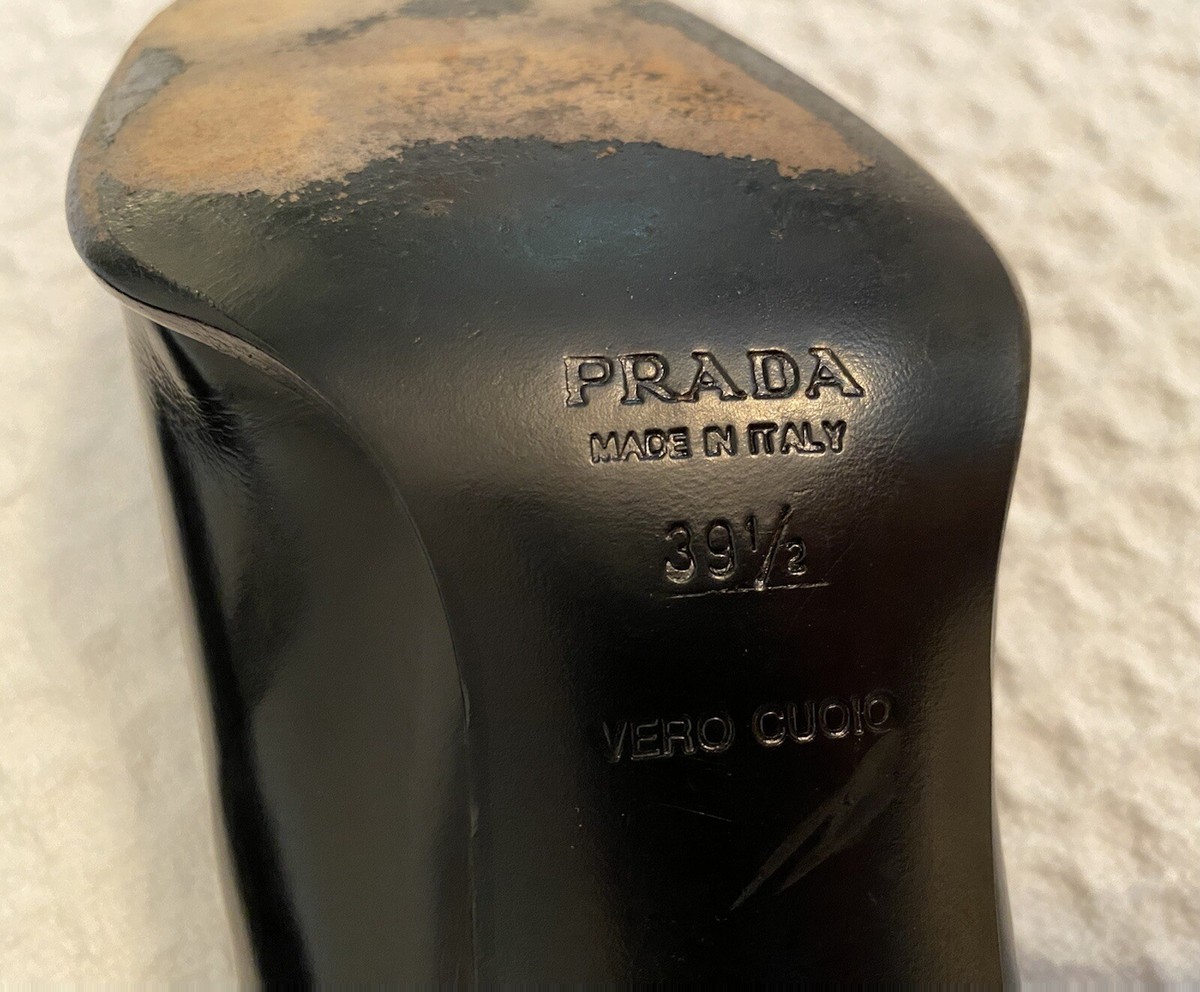 PRADA ブラックレザー ハイヒール gorgeous PRADA Black Leather 90s Square Toe Sculptural High