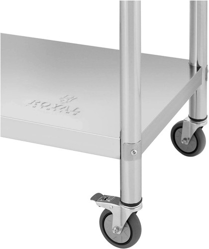 Royal Catering Work Table with Wheels Backsplash 160 kg Load Capacity 60x150 cm - Picture 4 of 5