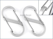 2pc Silver S Double Dual Carabiner Hook Snap Clip Ring Clasp Buckle Backpack Bag