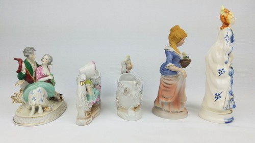 Porcelain Figurine Lot ~ 5 Pieces ~ Girl, Boy, Swans, Lady, Musician, Etc - Picture 2 of 7